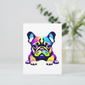 Farbiger Mops Hund Welpe Postkarte (Stehend Vorderseite)