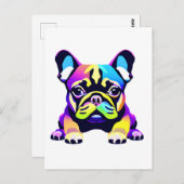Farbiger Mops Hund Welpe Postkarte (Vorne/Hinten)