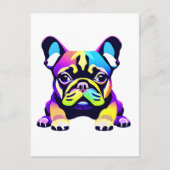 Farbiger Mops Hund Welpe Postkarte (Vorderseite)