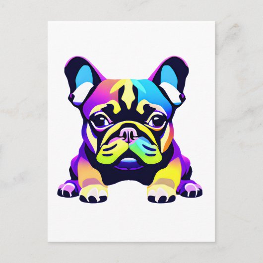 Farbiger Mops Hund Welpe Postkarte (Vorderseite)