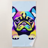 Farbiger Mops Hund Welpe Strandtuch (Vorderseite)