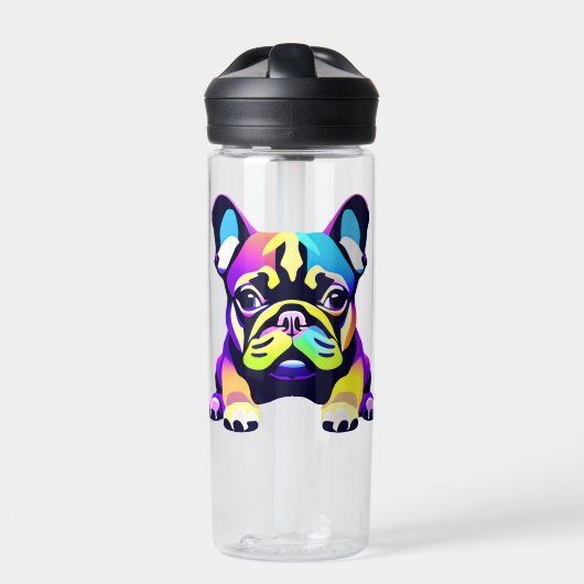 Farbiger Mops Hund Welpe Trinkflasche (Vorderseite)