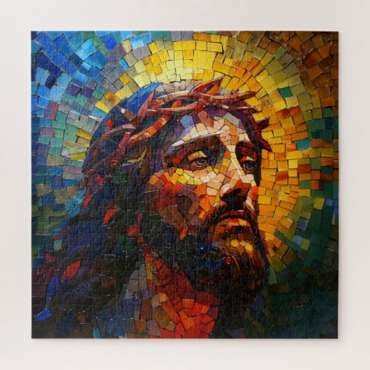 Farbiger Mosaik Jesus Puzzle (Vertikal)
