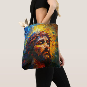 Farbiger Mosaik Jesus Tasche