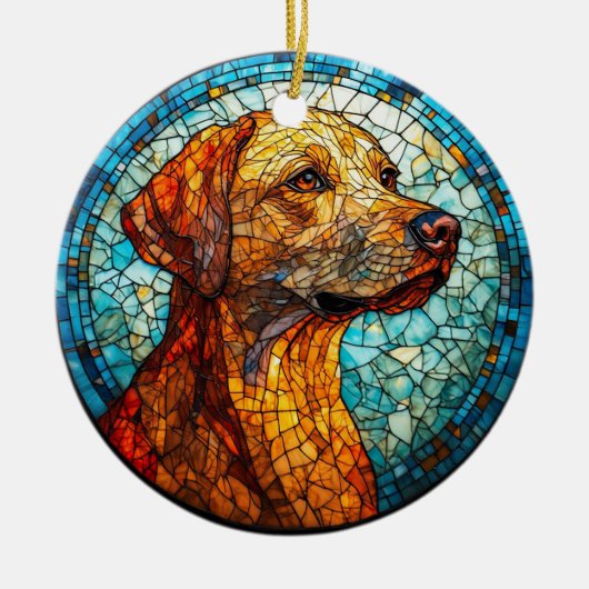Farbiger Mosaikhund Keramik Ornament (Vorne)