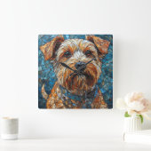 Farbiger Mosaikhund Quadratische Wanduhr (Zuhause)