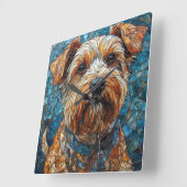 Farbiger Mosaikhund Quadratische Wanduhr (Winkel)