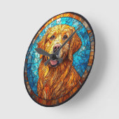 Farbiger Mosaikhund Runde Wanduhr (Winkel)