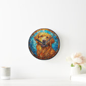 Farbiger Mosaikhund Runde Wanduhr (Zuhause)