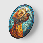 Farbiger Mosaikhund Runde Wanduhr (Winkel)