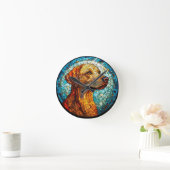Farbiger Mosaikhund Runde Wanduhr (Zuhause)