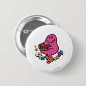 Farbiger Mr. Greedy beim Essen Button (Vorne & Hinten)