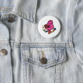 Farbiger Mr. Greedy beim Essen Button (Beispiel)