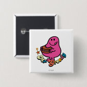 Farbiger Mr. Greedy beim Essen Button (Vorne & Hinten)