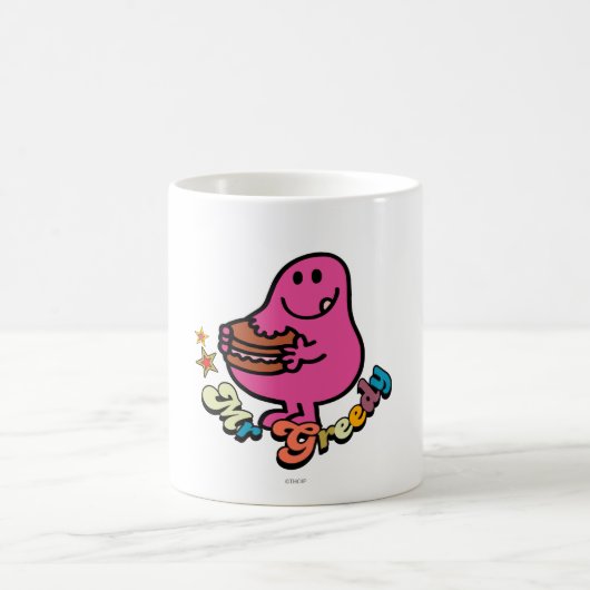 Farbiger Mr. Greedy beim Essen Kaffeetasse (Mittel)
