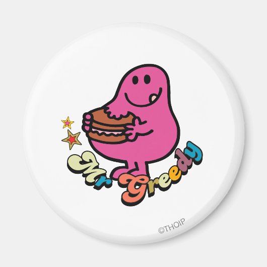 Farbiger Mr. Greedy beim Essen Magnet (Vorne)