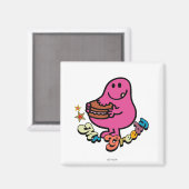 Farbiger Mr. Greedy beim Essen Magnet (Vorderseite/Rückseite)