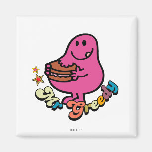 Farbiger Mr. Greedy beim Essen Magnet