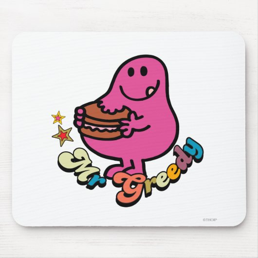 Farbiger Mr. Greedy beim Essen Mousepad (Vorne)