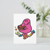 Farbiger Mr. Greedy beim Essen Postkarte (Stehend Vorderseite)