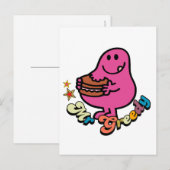 Farbiger Mr. Greedy beim Essen Postkarte (Vorne/Hinten)