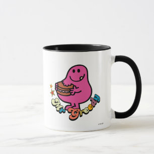 Farbiger Mr. Greedy beim Essen Tasse