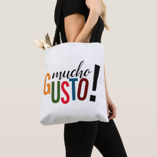 Farbiger Mucho Gusto! Schön dich kennenzulernen Tasche