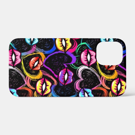 farbiger Mund und Herz Case-Mate iPhone Hülle (Rückseite (Horizontal))