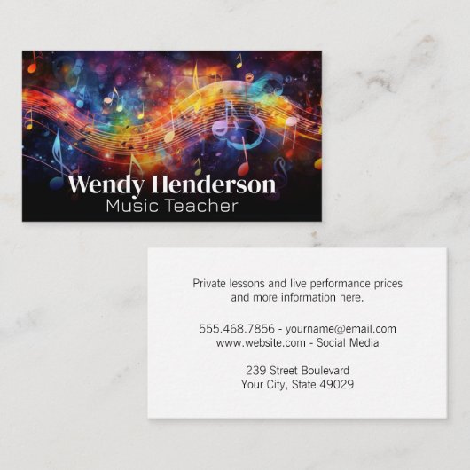 Farbiger Musikhintergrund Visitenkarte (Vorne/Hinten)