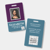 Farbiger Name des Fotos QR Scanning Barcode Ausweis (Vorder- & Rückseite)