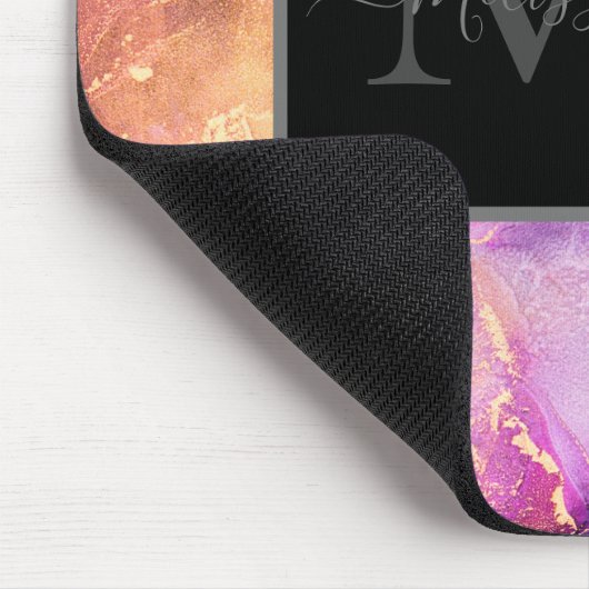 Farbiger Name des marmorierten Monogramms Mousepad (Ecke)