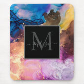 Farbiger Name des marmorierten Monogramms Mousepad (Vorne)
