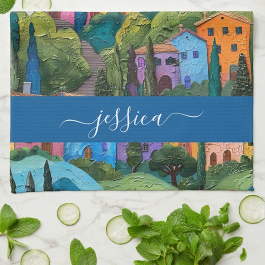 Farbiger Name des Musterskripts der Toskana Geschirrtuch (Gefaltet)