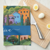 Farbiger Name des Musterskripts der Toskana Geschirrtuch (Viertel Falte)