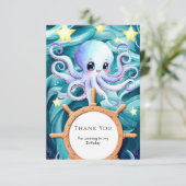 Farbiger Nauktopus zum Geburtstag Dankeskarte (Stehend Vorderseite)
