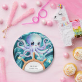Farbiger Nauktopus zum Geburtstag Pappteller (Party)