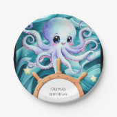 Farbiger Nauktopus zum Geburtstag Pappteller (Vorderseite)