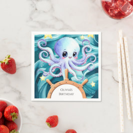 Farbiger Nauktopus zum Geburtstag Serviette