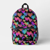 Farbiger Neon Heart Name Bedruckter Rucksack (Vorderseite)