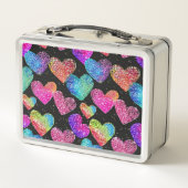 Farbiger Neon Heart Name Metall Brotdose (Rückseite)