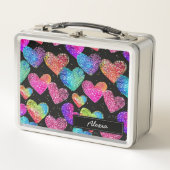 Farbiger Neon Heart Name Metall Brotdose (Vorderseite)