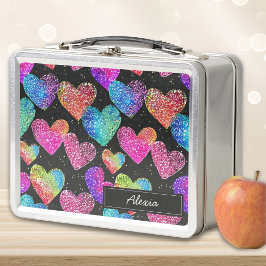 Farbiger Neon Heart Name Metall Brotdose