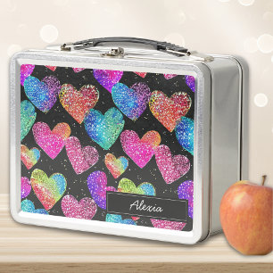 Farbiger Neon Heart Name Metall Brotdose