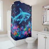 Farbiger Neonhai Duschvorhang (Beispiel)