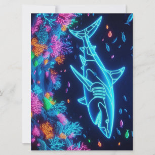 Farbiger Neonhai Feiertagskarte