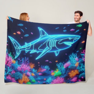 Farbiger Neonhai Fleecedecke