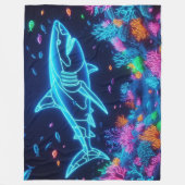 Farbiger Neonhai Fleecedecke (Vorderseite)