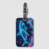 Farbiger Neonhai Gepäckanhänger (Vorderseite Vertikal)