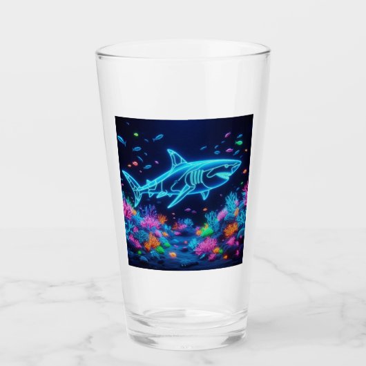 Farbiger Neonhai Glas (Vorderseite)