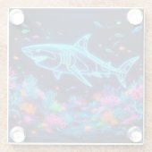 Farbiger Neonhai Glasuntersetzer (Rückseite)